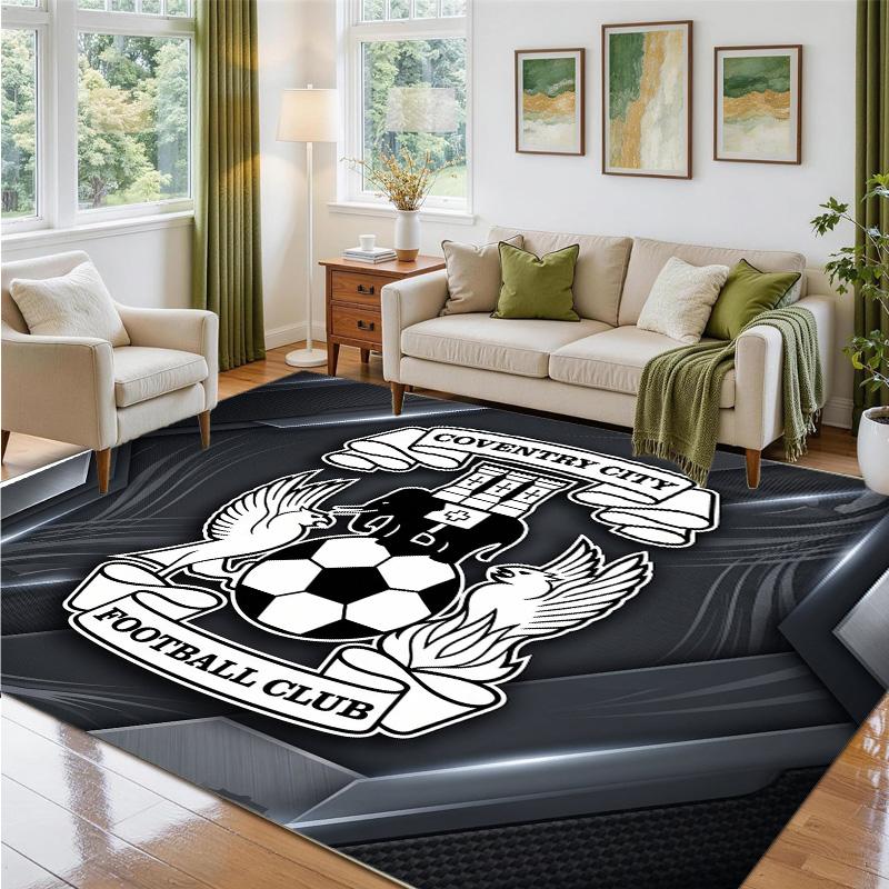 Coventry City Football Design Crystal Velvet Rug Soft Decorative Mat for Bedroom Entrance