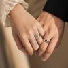 Anelli per Coppia in Acciaio di Titanio Matching Cuore a Cuore con Intarsio di Diamante - Fedi Nuziali Spazzolate per Uomo e Donna