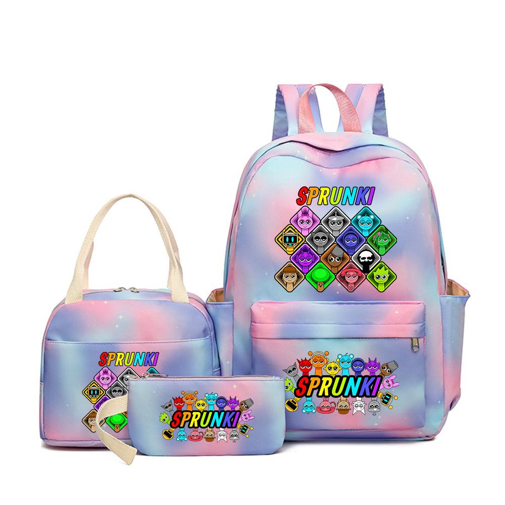 New Rhythm Box Heat Transfer Backpack Sprunki Music Game Primary and Secondary School Children's Schoolbag