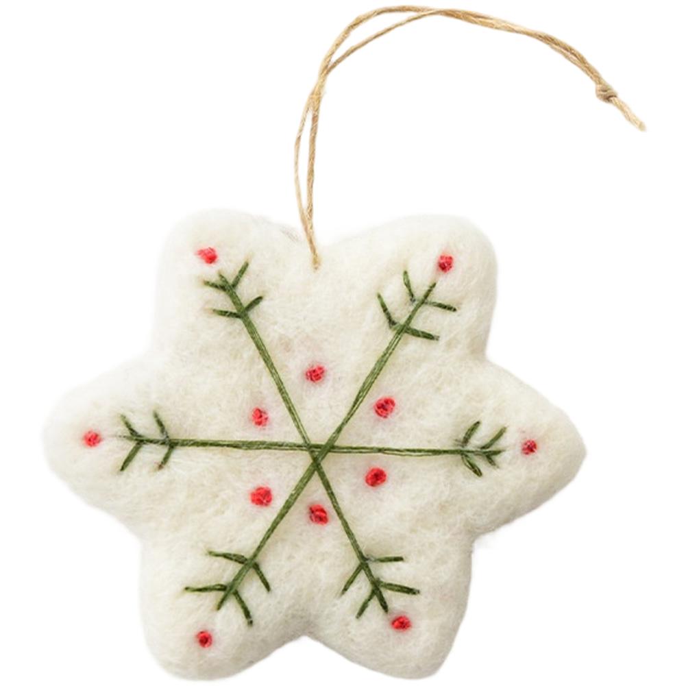 Christmas Tree Ornaments Felt Snowflake Mini Hanging Decorations Soft Wool Felt For Xmas Decor 85 by 80 cm Lightweight Design