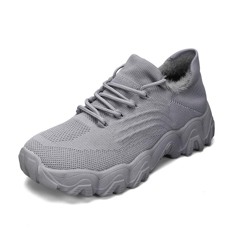 Large size sports women's shoes breathable fly-woven socks shoes one-pedal lazy shoes velvet shoes