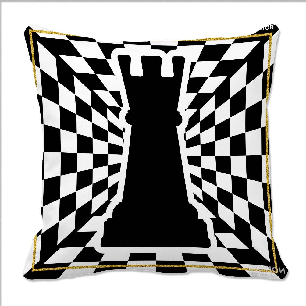 

Contrasted Color Combination Geometric Plaid Printed Pillow Case Chess Board Plaid Nordic Sofa Living Room Plush Pillow Quality 45Cm single-sided pillow cover