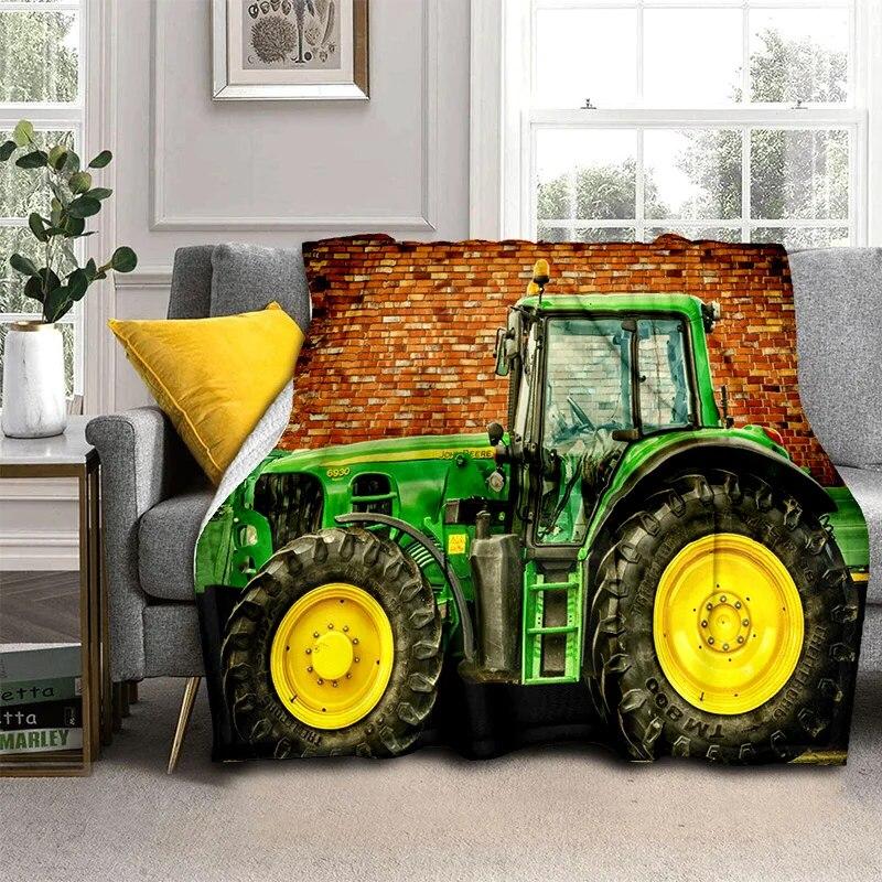 3D Retro Car Tractor Truck Series HD Blanket,Soft Throw Blanket for Home Bedroom Bed Sofa Picnic Travel Office Cover Blanket Kid