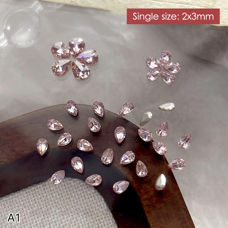 50 Stück Mehrfarbige Mini-Wassertropfen Zirkon Nail Art Strasssteine 3D Flachboden Kristallsteine Maniküre Dekoration