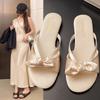 Flat-bottomed French Fairy Wind Small Cool Slippers Women's Shoes Wear 2025 New Summer Bow Beach Sandals