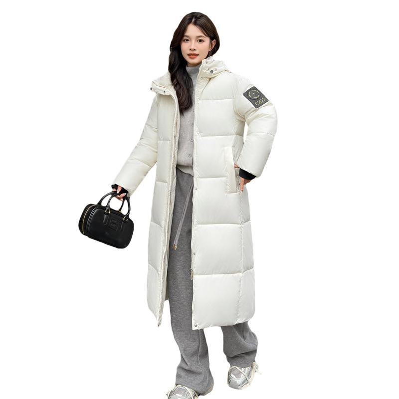 Cotton clothes women's winter new fashion hooded college style thickened loose long knee coat