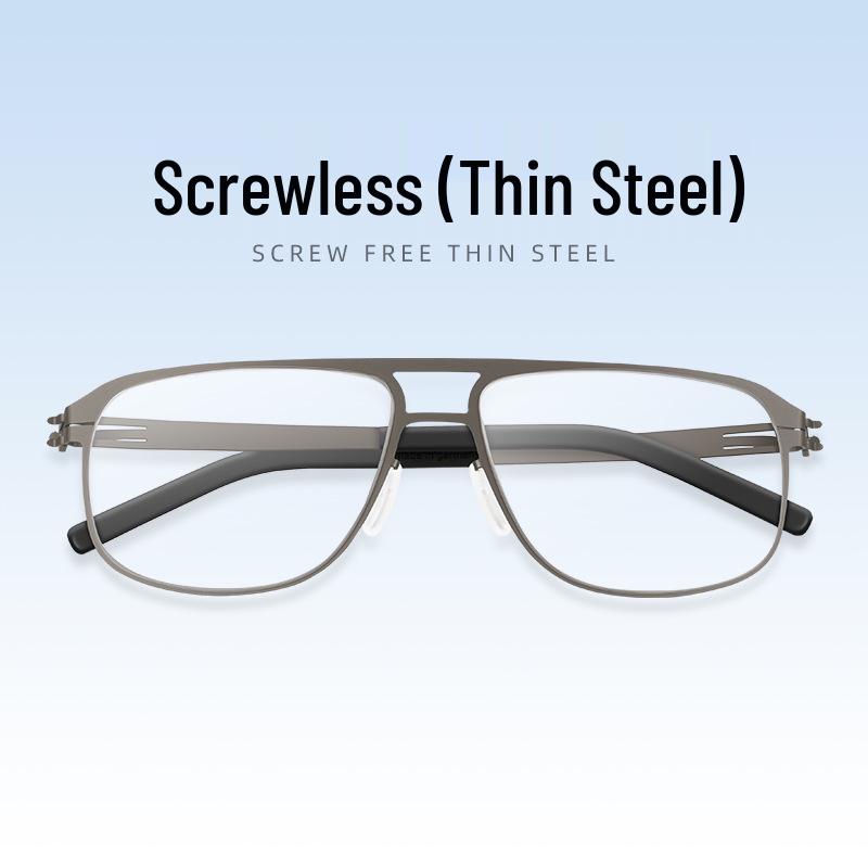 Men s Trendy Retro Metal Full Frame Eyeglass Frames with Plano Lenses серебряный