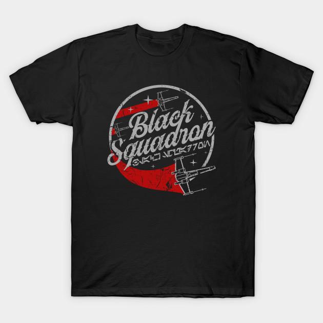 Men Black Print T-shirt Black Squadron Script No-Cut Transfer Paper Print Cotton Tshirt 2XL чёрный
