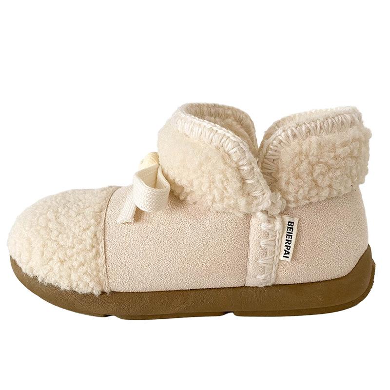 

B1908 latex insole puff doll shoes women s shoes suede snow boots 2024 new winter cotton shoes white shoes 40 бежевий