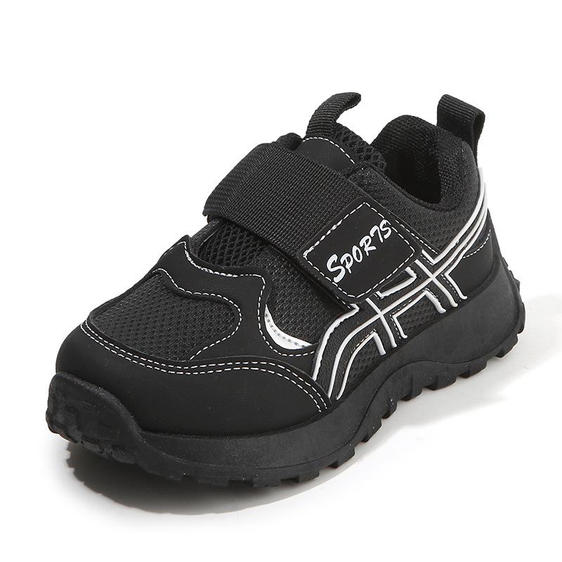 Children s Agan Ankle Sneakers 2026 Spring Autumn New Unisex Casual Breathable Lightweight Durable Velcro Closure Soft-soled 21-inner length 14cm чёрный