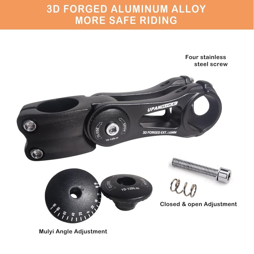 UPANBIKE Bicycle Bike Adjustable 70 90mm 110mm 145mm Aluminum Alloy Handlebar Riser Extender for Road City Bike Stem, 31.8mm Degree, MTB, Bike,
