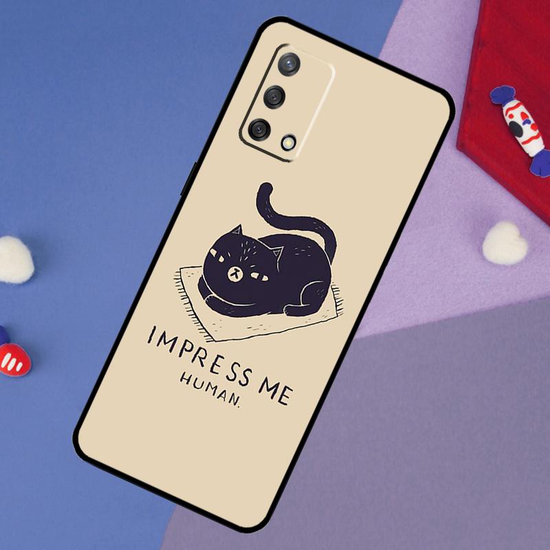 Black Cat Face Kitty Case For Oppo A78 A18 A38 A74 A94 A54 A58 A98 A80 A60 A40 A96 A76 A16 A15 A17 A57 A5 A6 Pro