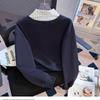 Plus Size Two-Piece Patchwork Polo Neck Sweatshirt - Women's Loose Slimming College Style for Spring & Autumn
