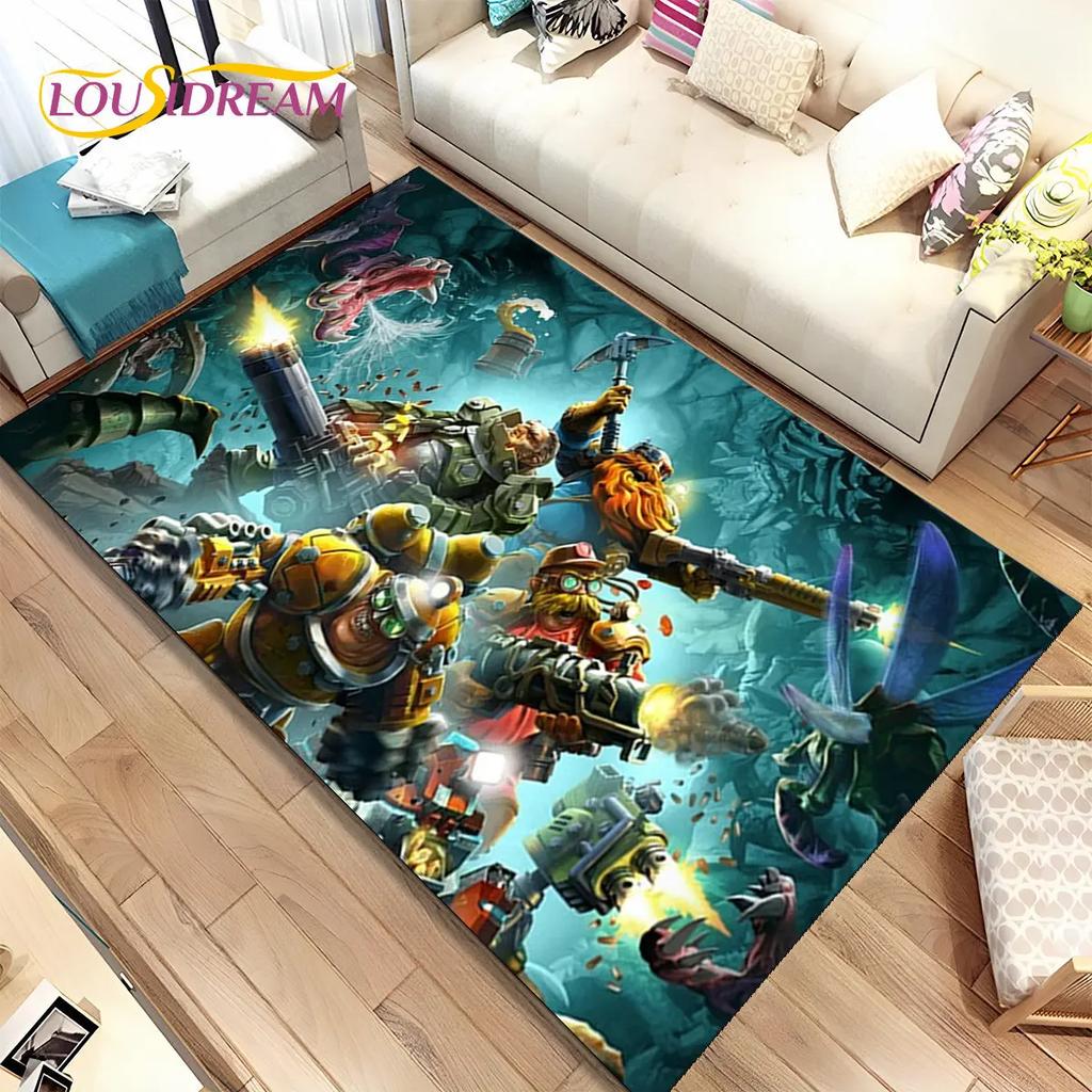 3D DRG Deep Rock Galactic Game Gamer Area Rug,Carpet Rug for Living Room Bedroom Sofa Doormat Decoration,kids Non-slip Floor Mat