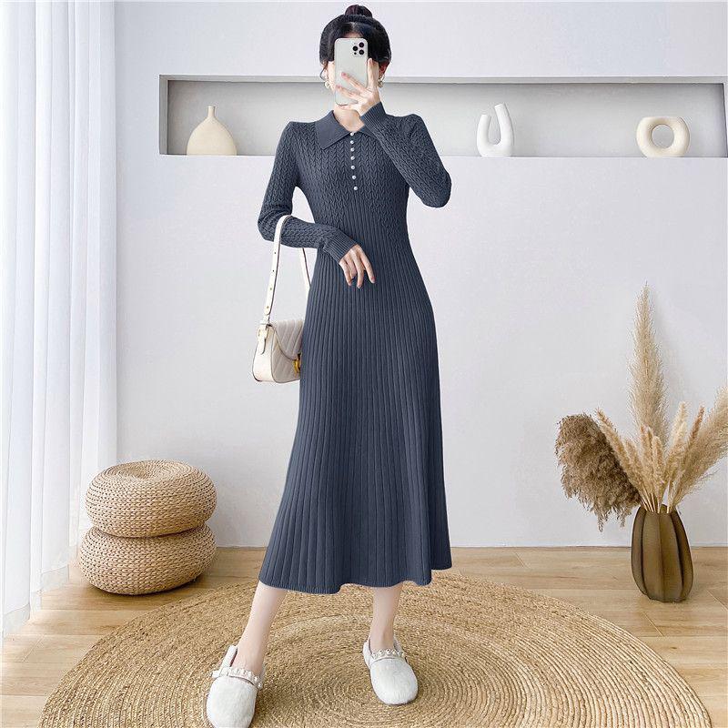 2025 Autumn/Winter French Knit Sweater Dress with Waist-Hugging Design for Women