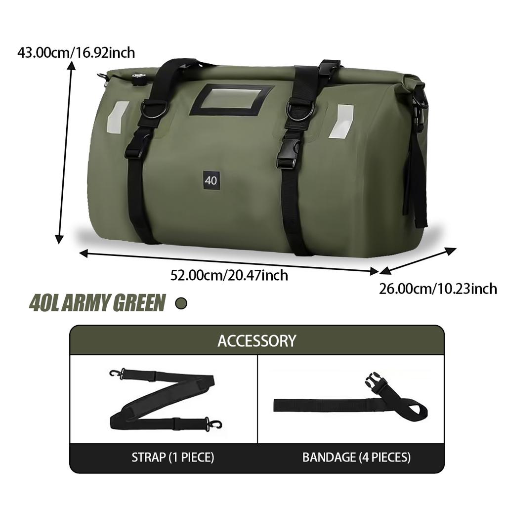 Motorcycle Waterproof Tail Bag Travel Outdoor Dry Luggage Roll Pack Bag 40/66 Motorbike Luggage Backpack Motorcycle Seat Bag