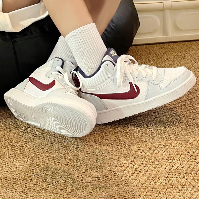 Nike Court Borough Mid 2 Comfortable Versatile Durable Breathable Mid-Top Kids Skate Shoes Kids Skate Shoes White Red FV8122-161