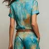 2-teilige Sets für Damen, Lässiges kurzärmeliges Hemd mit Knöpfen und Wide-Leg-Hosen-Kombinationen, Sommerliche bedruckte Urlaubs-Outfits