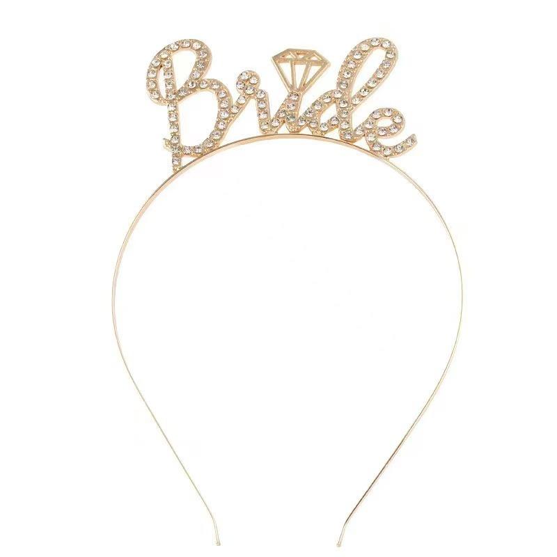 Bridal Headwear Wedding Headband Female, Alphabet Rhinestones Party Headwear Crown Jewelry
