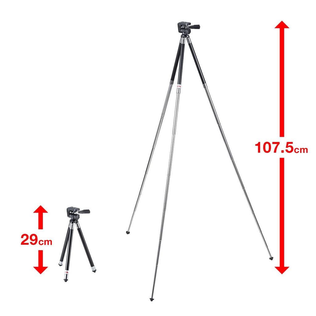 Sanwa Supply Tripod for Inch Screw Black DG-CAM28 (8 Sections) Webcams, 1/4 Mount,