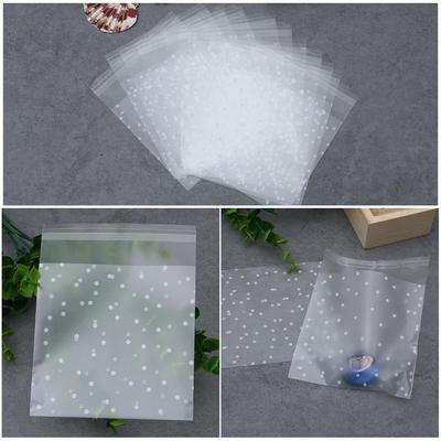 100 PCS New Cookie Baking Self Adhesive Plastic Packaging Bag White Dots Seal OPP