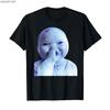 Funny AI Baby Holding Laugh Meme Viral Trend T-shirt for Men Women 100% Cotton T Shirts Short Sleeve Tops 1121-2