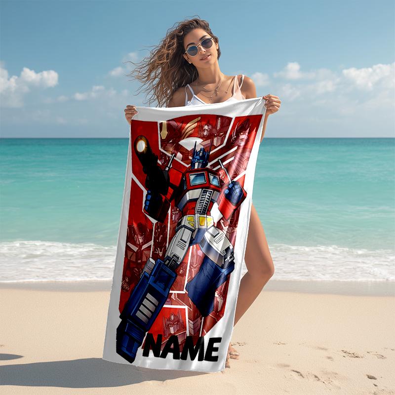 Personalized customized proof beach towel with Optimus Prime pattern - soft, absorbent,quick-drying,perfect swimming,camping&bathing
