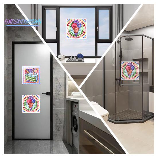 1 Set Diamant-Malerei-Aufkleber, Kreativität, DIY, Eiscreme-Muster, Strass-Aufkleber-Set für Zuhause, Wanddekoration