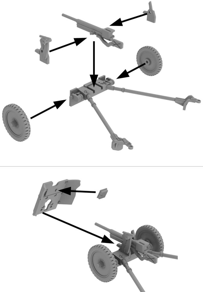 FTF 1/72 Scale German 3.7cm PaK36 Anti-Tank Gun (Two Guns) with Artillery Unit, Plastic Model Kit PF72022 (Cannon)
