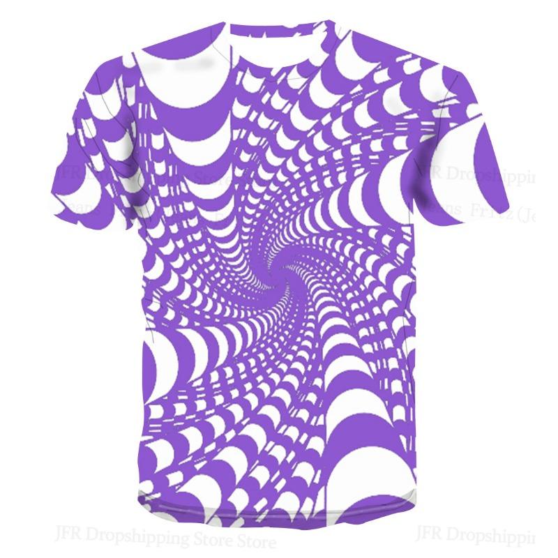 Women T Shirt 3D Funny Optical Illusion 3d Print T-shirt O-Neck Short Sleeve Tops Tees Women Clothing Geometric Tshirt Dizzy