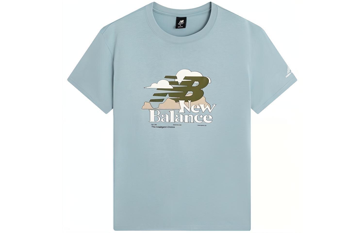 New Balance T Shirts Men s Haze Blue Crew Neck Moderate Straight Fit AMT22365-HAS M