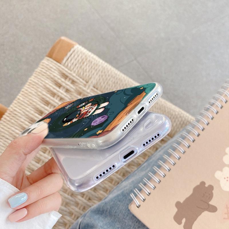 Cute Astronaut Case For iPhone Samsung A55 A35 M34 S24 Xiaomi Redmi 13 Pro 14C Huawei Honor Shockproof Phone Bumper TPU Anti-Scratch Clear Back Cover