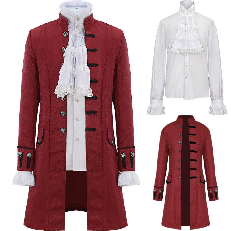 Men Kids Trench Coat Shirt Vintage Prince Overcoat Medieval Renaissance Jacket Victorian Edwardian Cosplay Costume