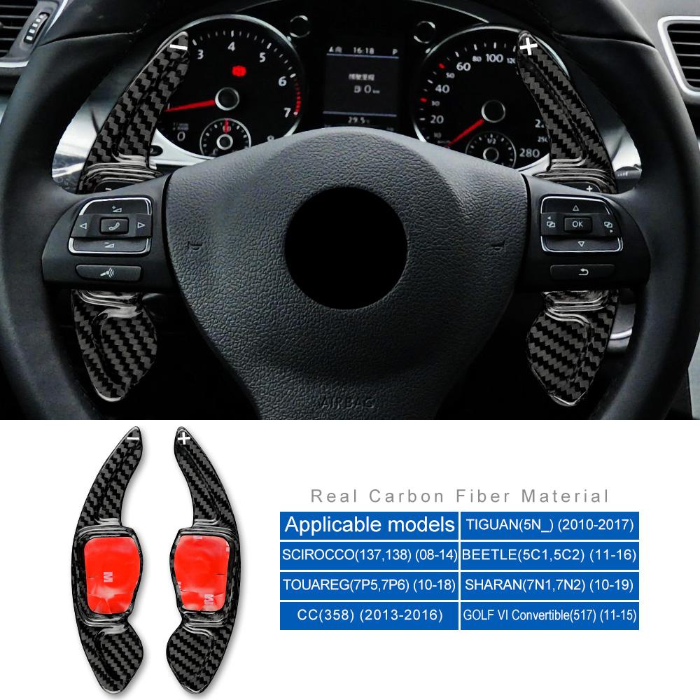 Carbon Fiber for Volkswagen VW Beetle Sharan CC Scirocco Tiguan Touareg Golf 6 Accessories Car Steering Wheel Extension Paddle