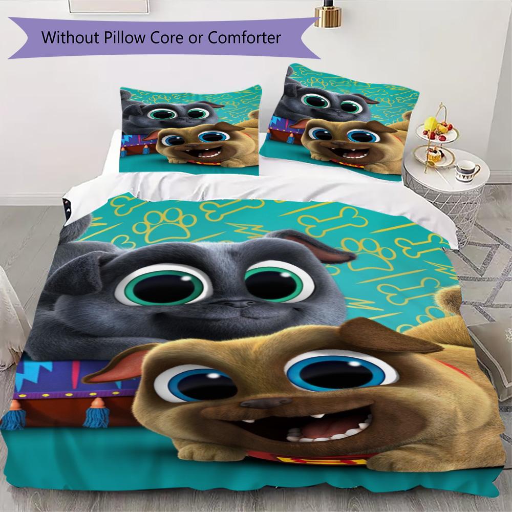 Puppy pals anime cartoon Pattern Bedding,Quilt Set Quilt Cover Pillowcase Home Birthday Gift (1*duvet cover+2*pillowcase,without core)XSJT0917517