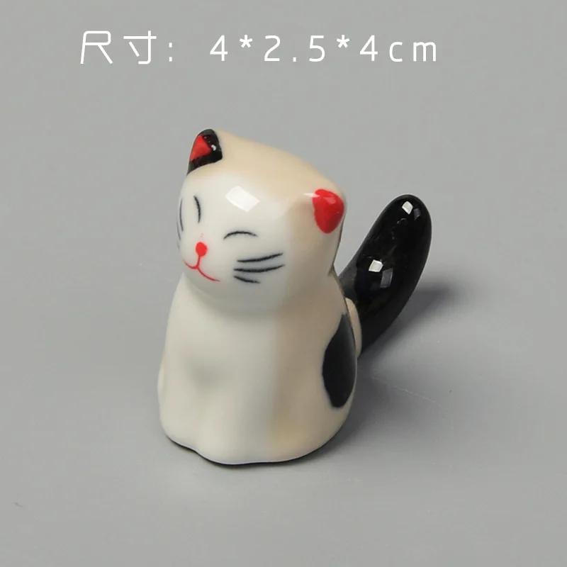 Ceramic Cute Cat Chopstick Holder Tableware Japanese Style Underglaze Restaurant Simple Oval Spoon Bracket Utensil for Kitchen