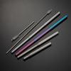 304 Stainless Steel Telescopic Straw Round Bottom with Mountaineering Buckle Multi-color Aluminum Shell Set Portable Straw