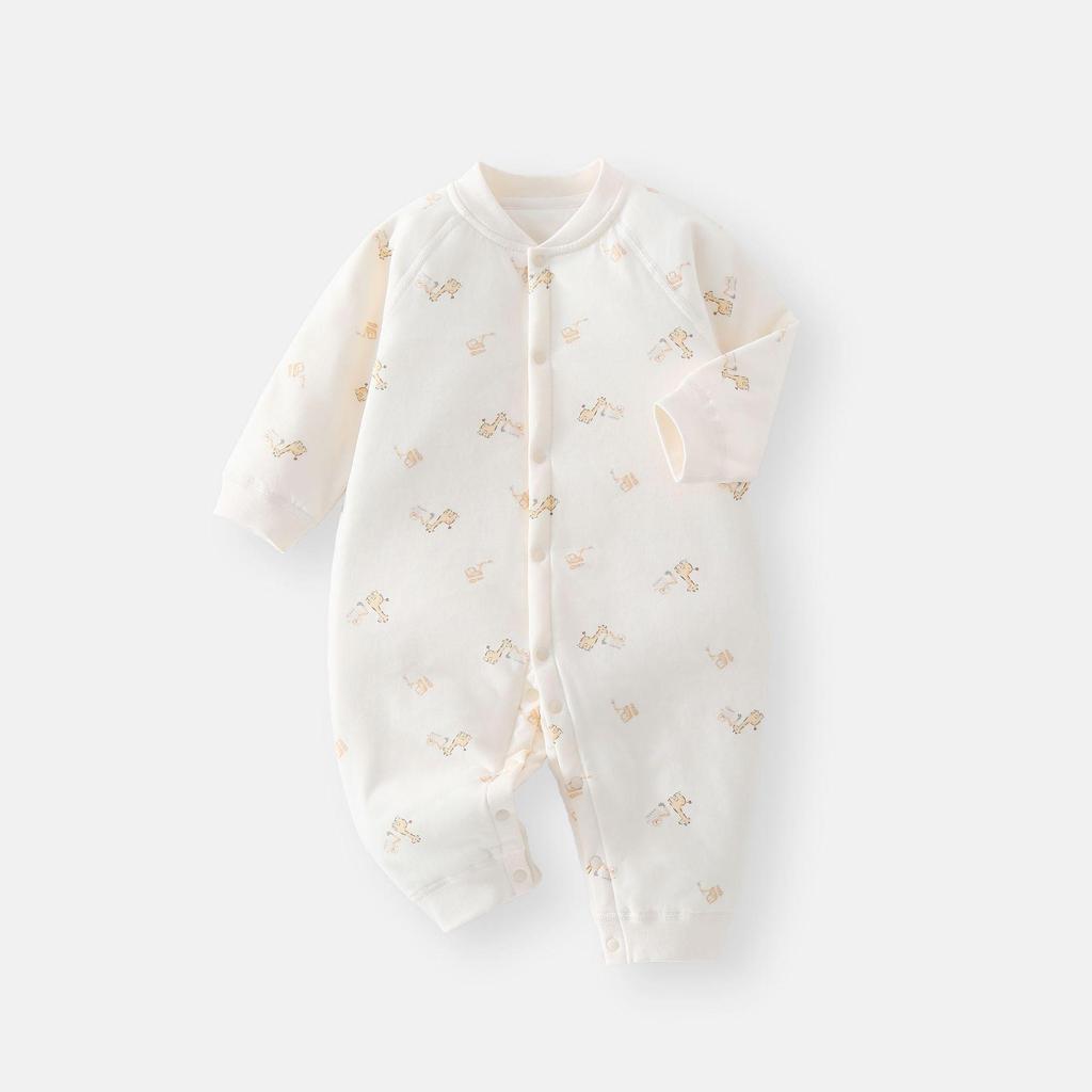 Thickened Double-Breasted Baby Romper: Warm Padded Cotton Suit for Autumn & Winter Crawling, Boneless Design.