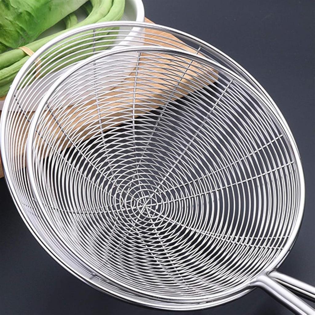 Powerful Colander Perfect Frying Utensil Professional Skimmer Solid Spider Strainer Skimmer Ladle with Handle Stainless Steel Kitchen Tool Fine mesh