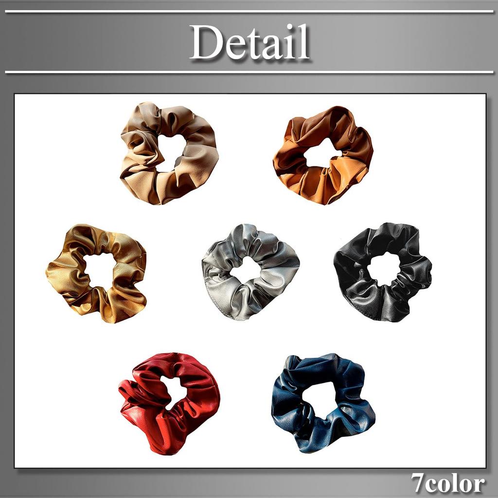Buzz Selection Hair Tie PU Leather and Synthetic Stylish and Cute Hair Accessory for SG003 Scrunchie, Leather, Women, (Brown)