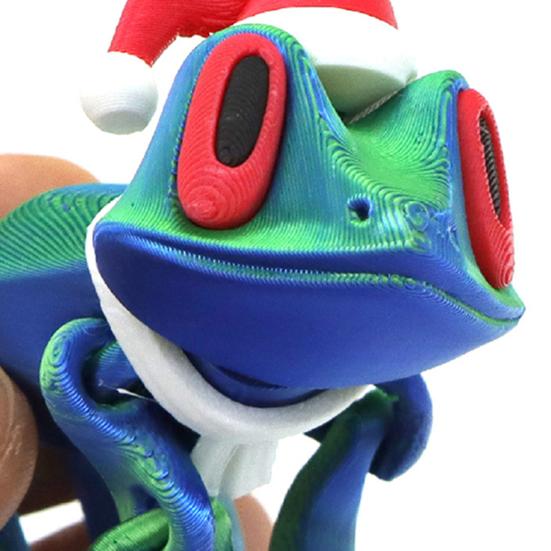 Christmas Hat Frog Refrigerator Magnet 3D Printed Movable Joints Frog Fidget Toy Articulated Animal Model Figurine Fridge Magnetic Frog Decoration