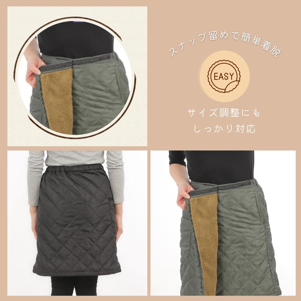 Zwiebel Kreuz Warm gesteppter Wickel 55cm und Perfekt für Winter-Outfits Damenrock, Lang, Mit Fleece gefüttert, Gepolstert, (ML, Schwarz)