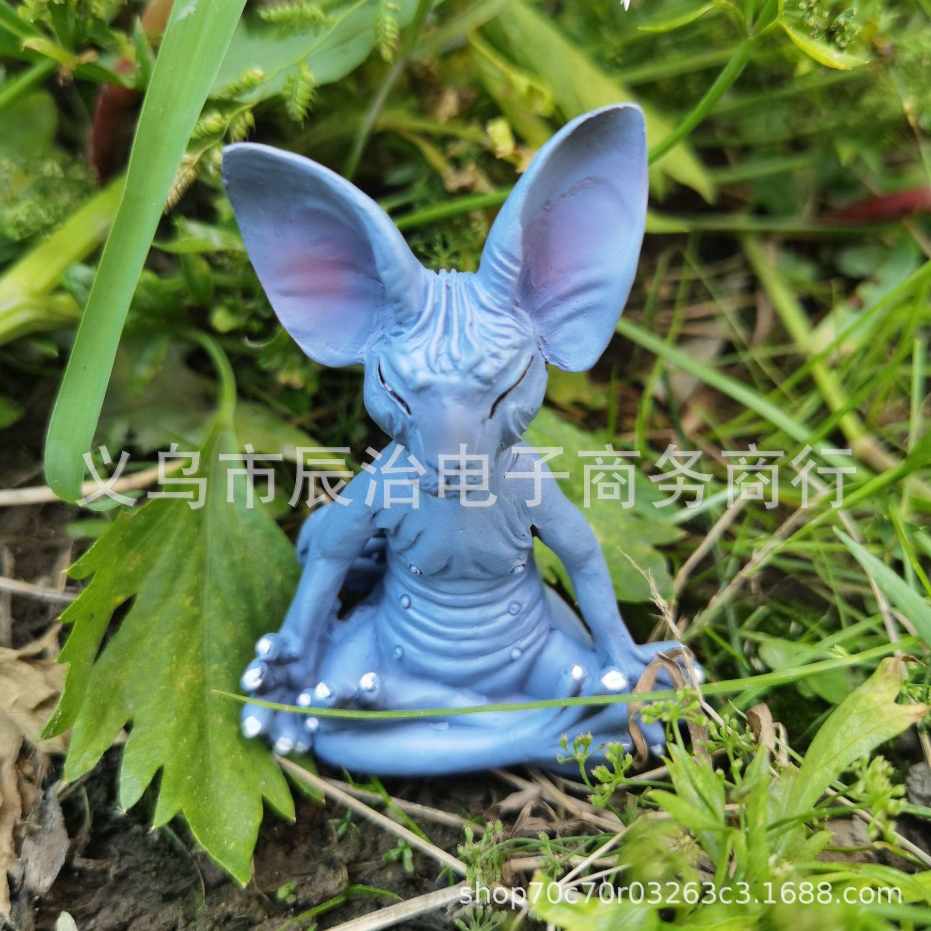 Сидящий безволосый кот медитирующий кот и собака смоляная поделка ornament сидячая медитация креативное украшение для дома сада ornament