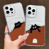 Card Slot Holder Silicone Wallet Pocket Case For Xiaomi 14T 13T Redmi 15 Note 12 13 Oppo Reno 12F 13F 14F Samsung A15 A25 A35 Cover Clear Phone Bumper