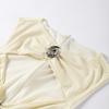 Fashion Sexy Hollow Out Strapless Solid Shell Button Long Dress Women Sleeveless Round Neck Bodycon Evening Party Dress