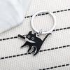 Cartoon Cat And Fish Keychains Polished Stainless Steel Animal Cat Pendant Children's Funny Keychains