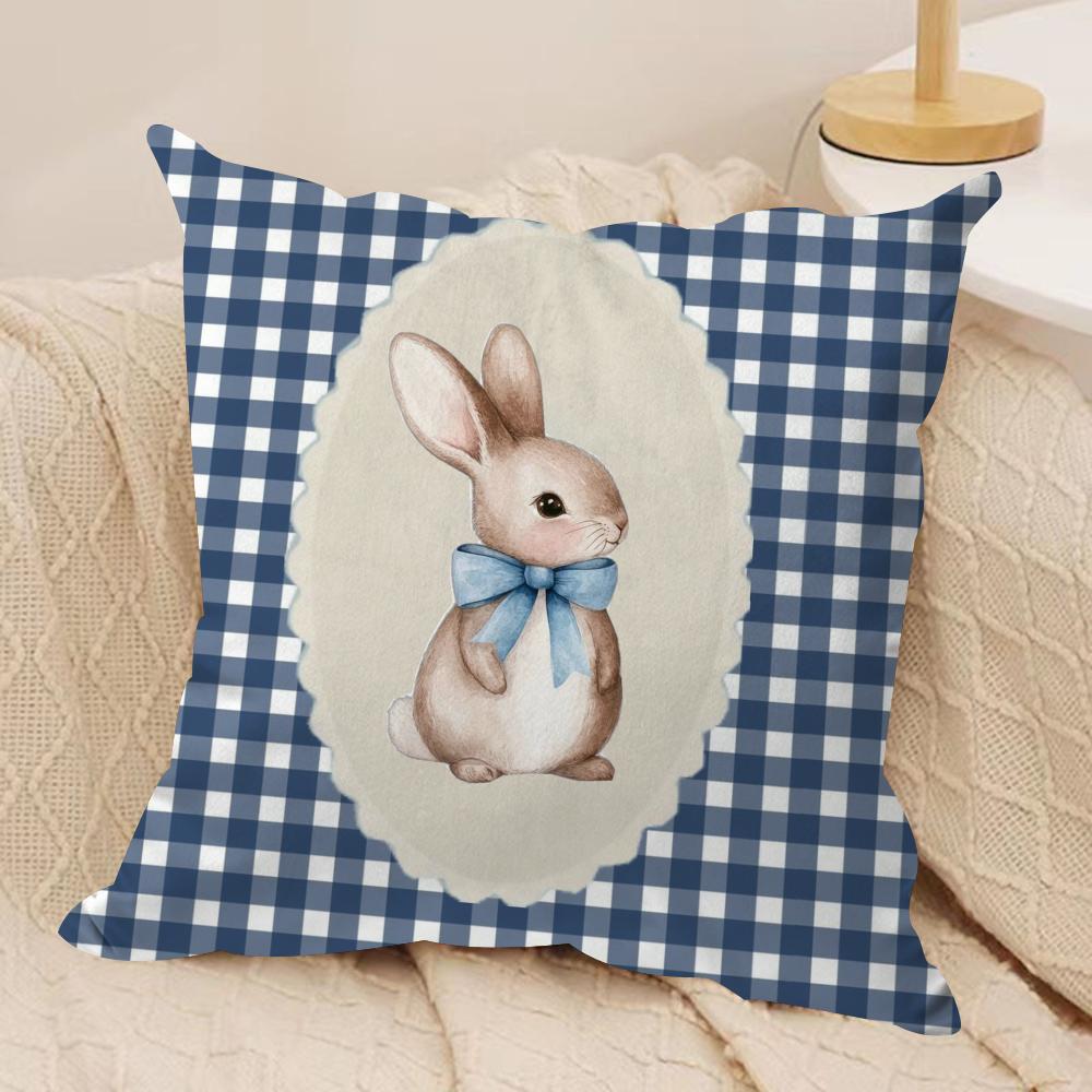 Easter Classic Cute Bunny Cushion Cover Soft Plush Pillow Cover DoubleSided Printed Sofa Cushion Summer Home Decor Gift