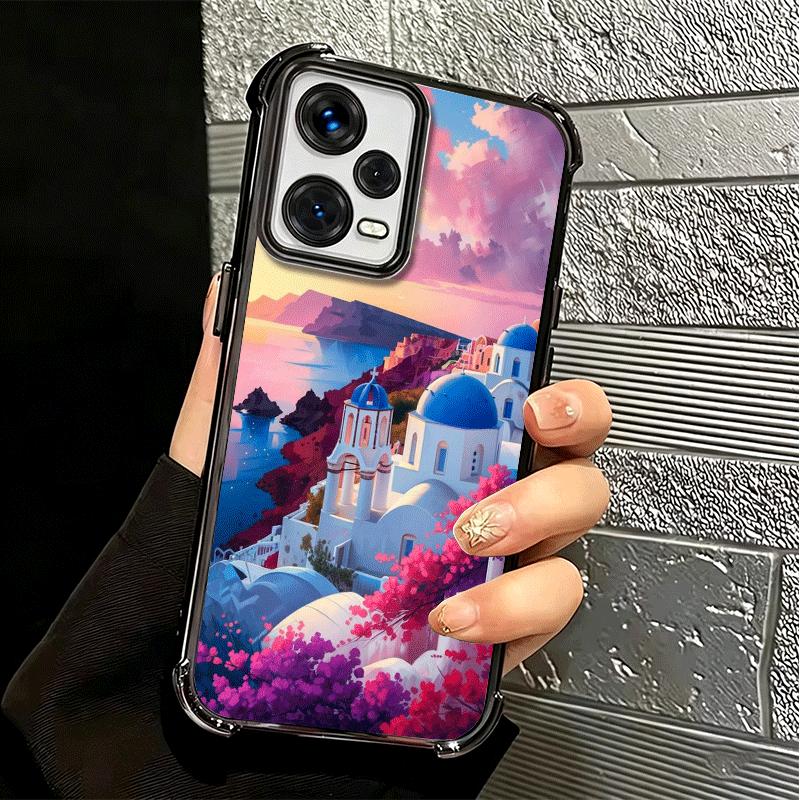 Santorini Greece Summer Soft Phone Case For Xiaomi Redmi Note 14 15 Pro Plus 13 12 11S 11T 5G 10 9S 9 Plating Anti-Fall Fundas