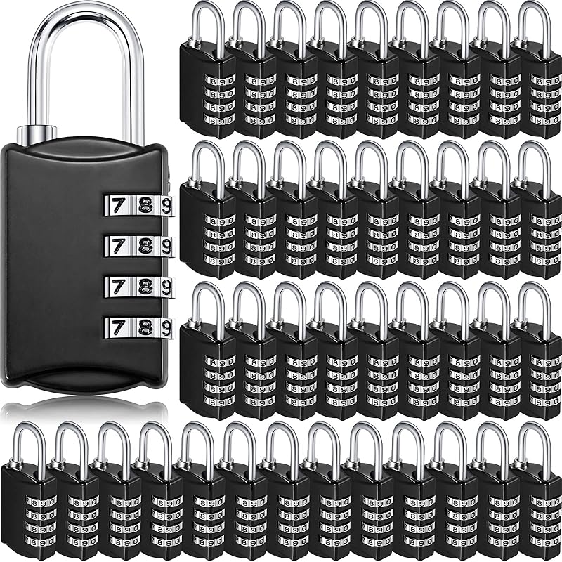 40 Pcs 4 Digit Combination Locks Combination Padlock Luggage Number Locks Outdoor Waterproof Resettable Padlock for Door Traveling School Gym Locker