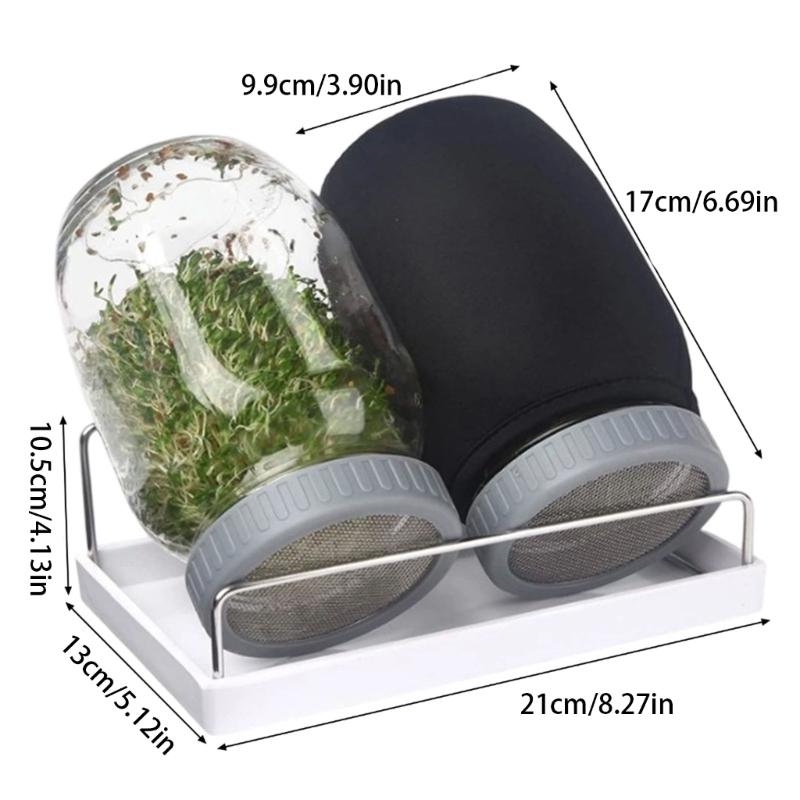 Conjunto Empilhável de Germinador de Sementes de Vidro com Base Ventilada e Manga de Sombreamento Adequado para Alfafa Feijão Mungo Jardinagem Indoor
